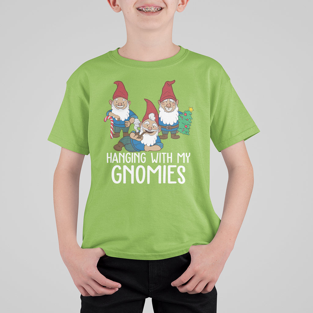Hanging With My Gnomies Funny Christmas Garden Gnome T Shirt For Kid - Wonder Print Shop