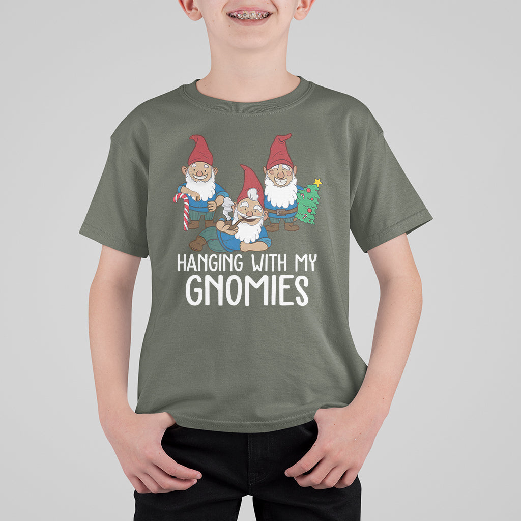 Hanging With My Gnomies Funny Christmas Garden Gnome T Shirt For Kid - Wonder Print Shop