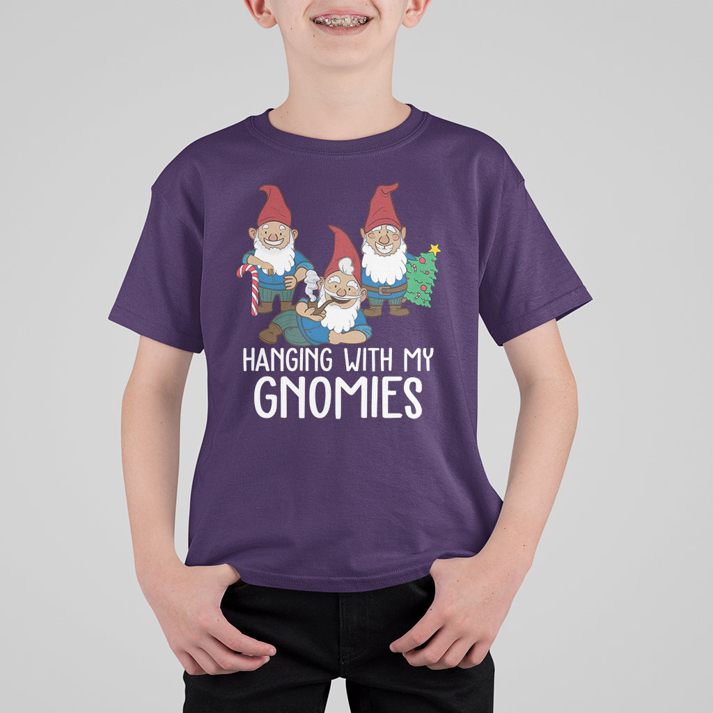 Hanging With My Gnomies Funny Christmas Garden Gnome T Shirt For Kid - Wonder Print Shop