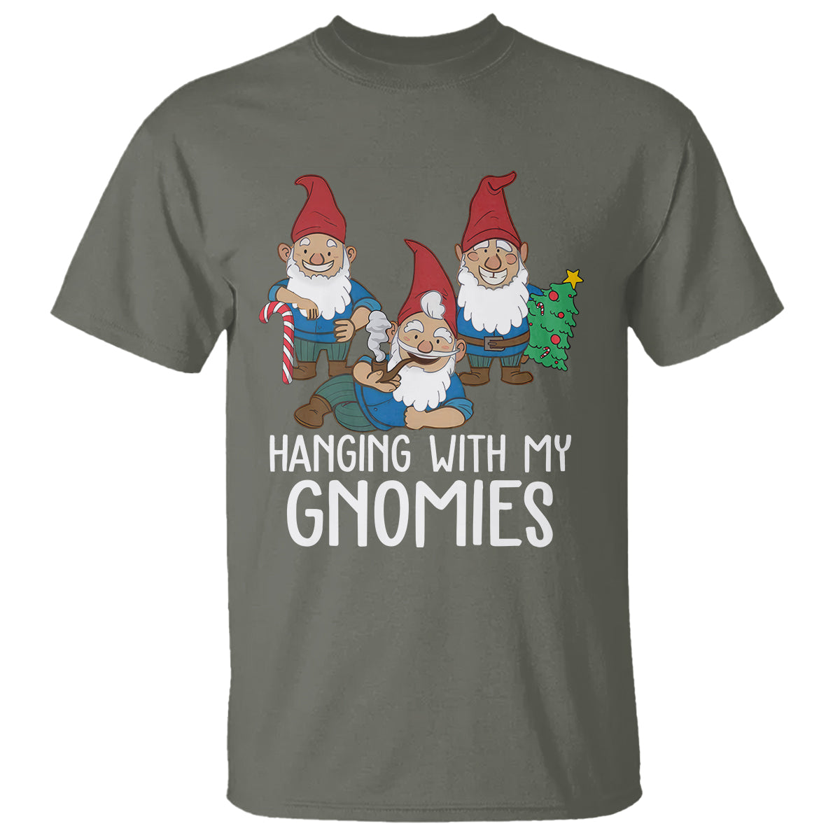 Hanging With My Gnomies Funny Christmas Garden Gnome T Shirt - Wonder Print Shop