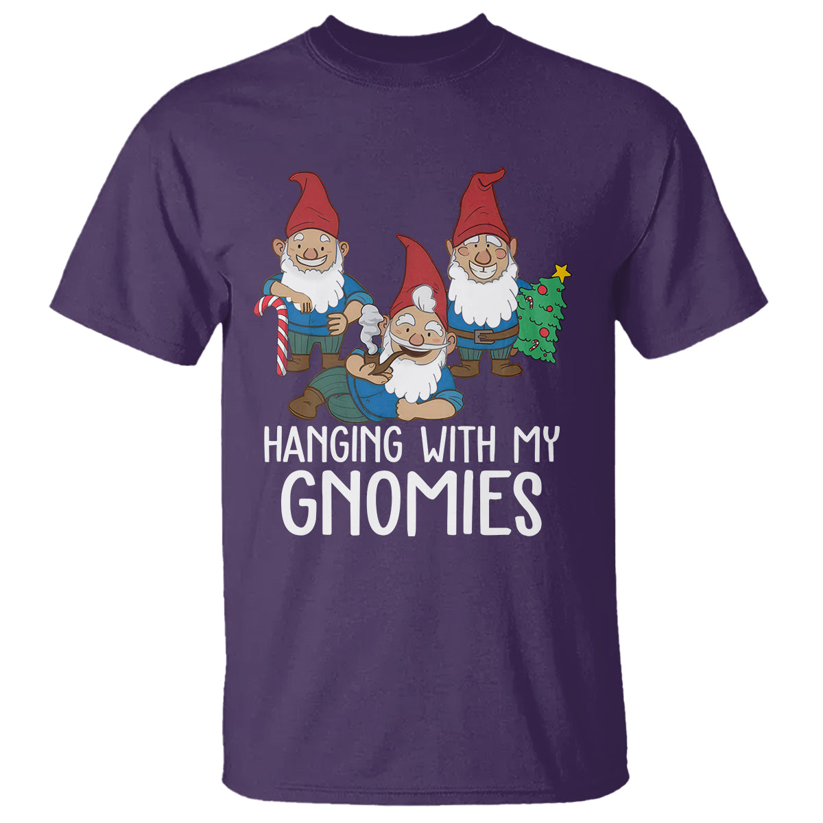 Hanging With My Gnomies Funny Christmas Garden Gnome T Shirt - Wonder Print Shop