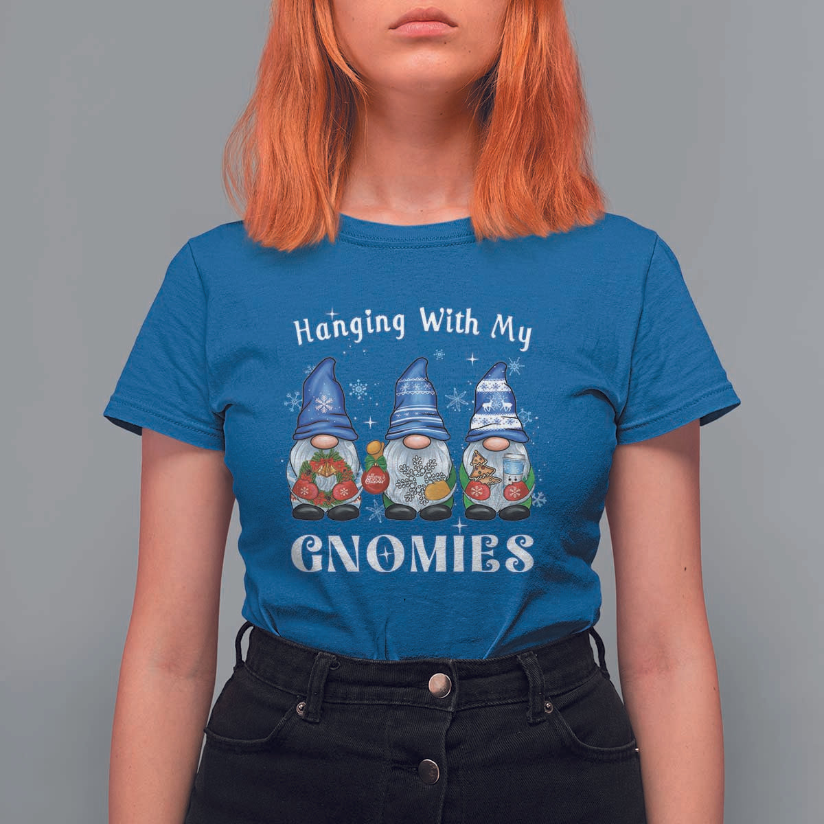 Hanging With My Gnomies Cute Xmas Gnome T Shirt For Women - Wonder Print Shop