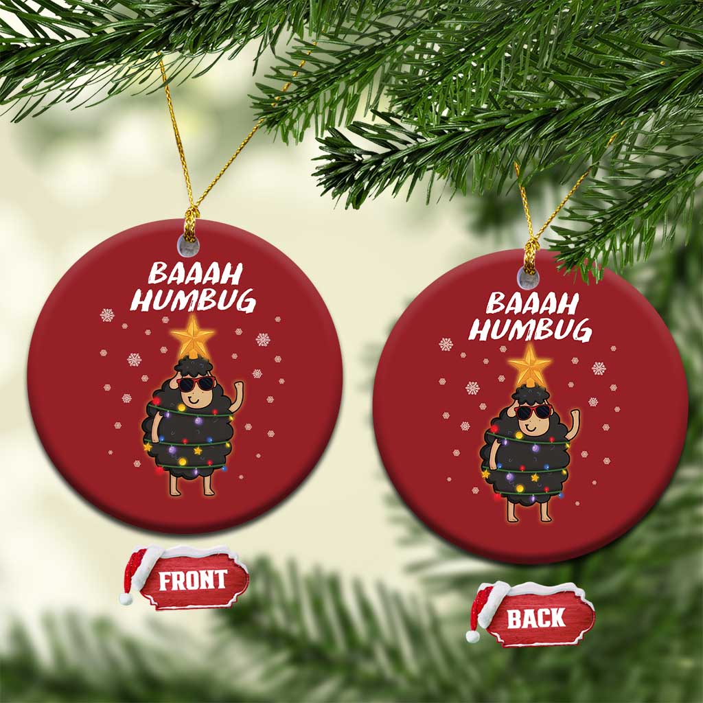 Funny Xmas Christmas Ornament Baaah Humbug Black Sheep Christmas Tree - Wonder Print Shop