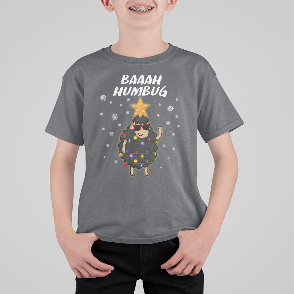 Baaah Humbug Funny Sheep Anti Christmas Lights T Shirt For Kid - Wonder Print Shop