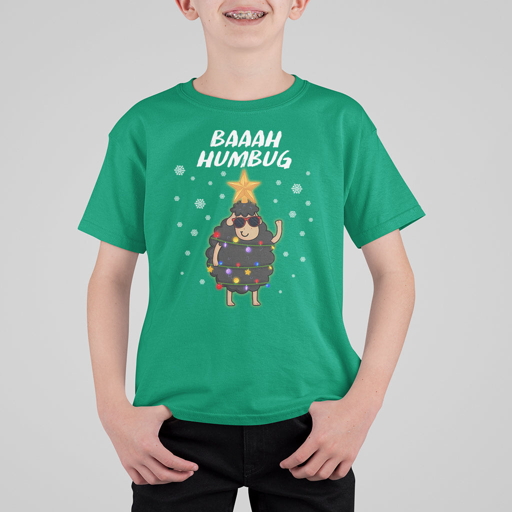 Baaah Humbug Funny Sheep Anti Christmas Lights T Shirt For Kid - Wonder Print Shop