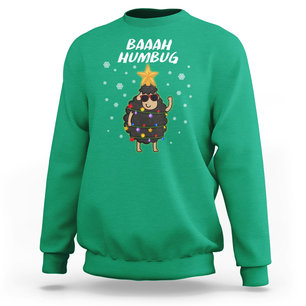 Baaah Humbug Funny Sheep Anti Christmas Lights Sweatshirt - Wonder Print Shop