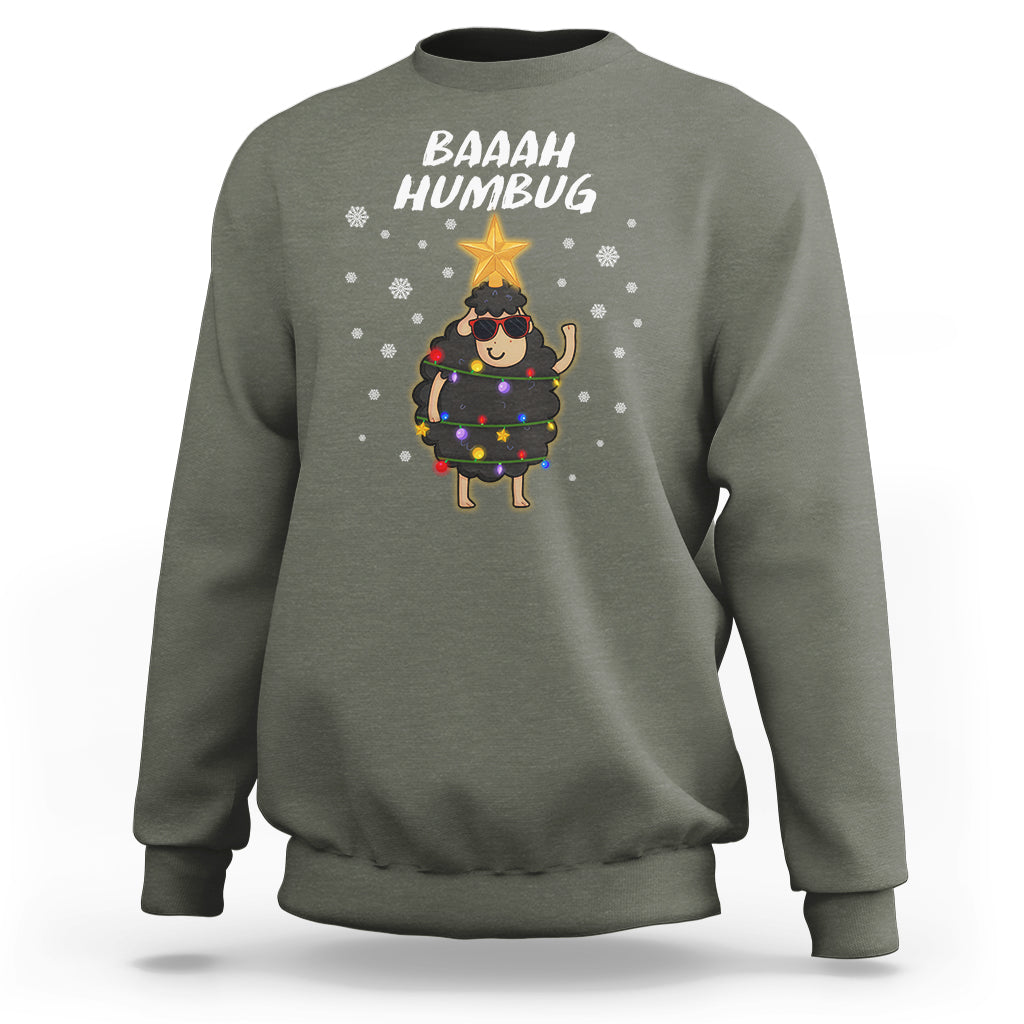 Baaah Humbug Funny Sheep Anti Christmas Lights Sweatshirt - Wonder Print Shop