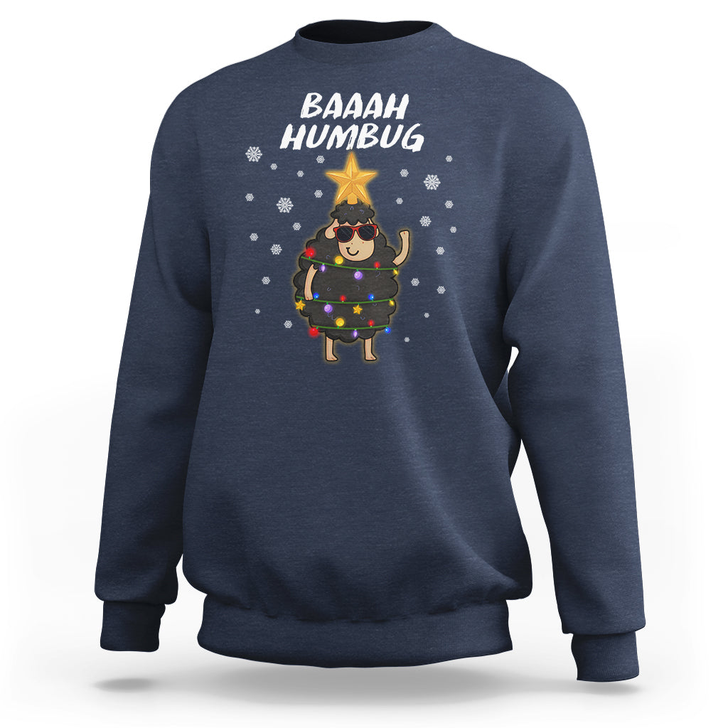 Baaah Humbug Funny Sheep Anti Christmas Lights Sweatshirt - Wonder Print Shop