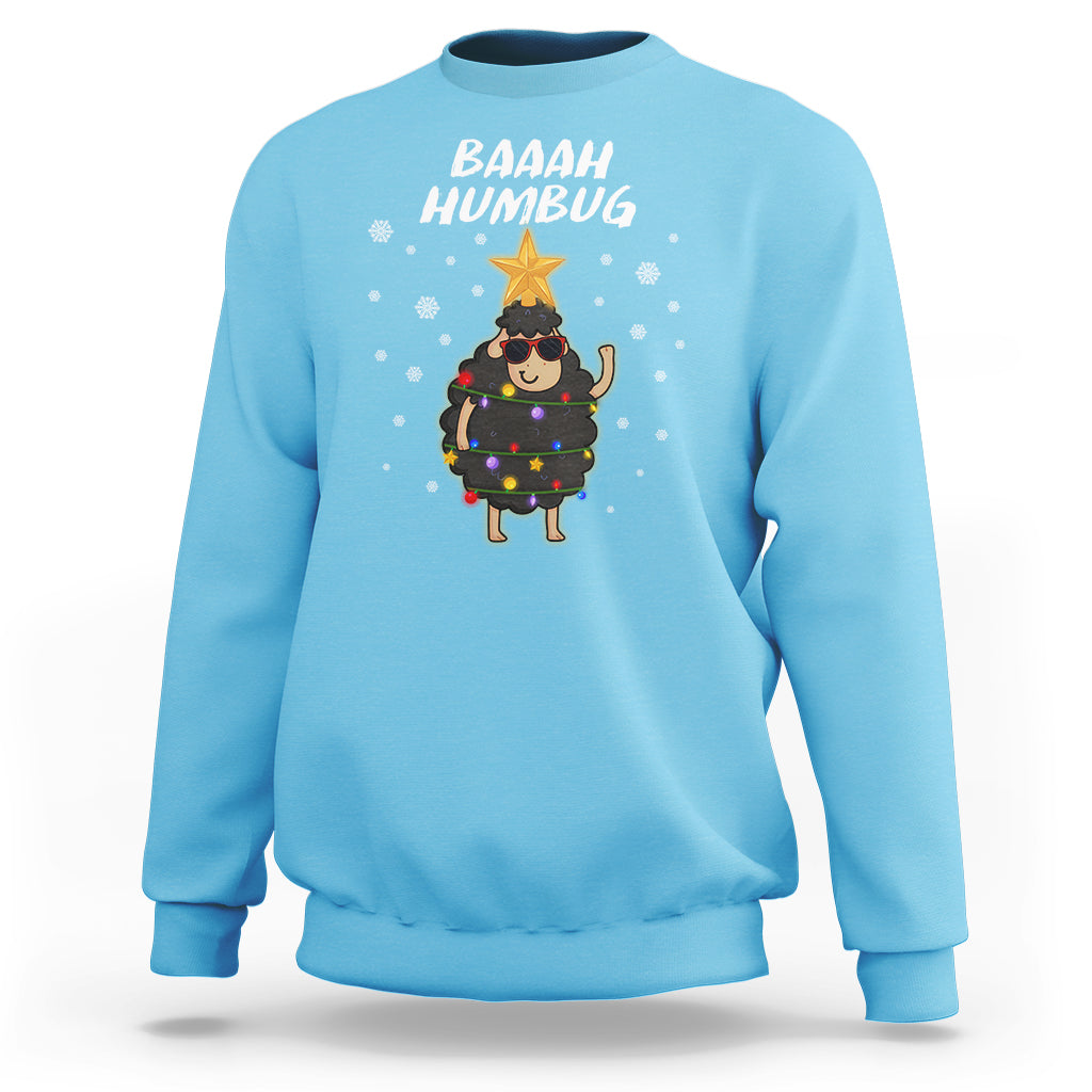 Baaah Humbug Funny Sheep Anti Christmas Lights Sweatshirt - Wonder Print Shop