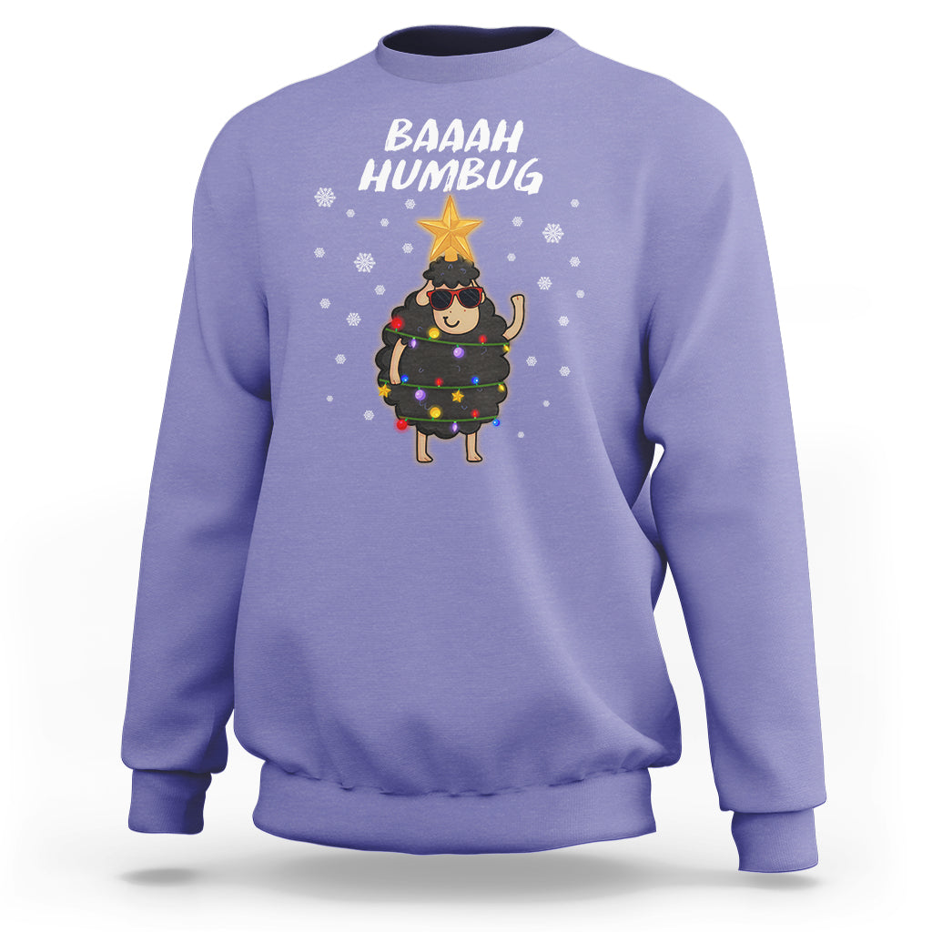 Baaah Humbug Funny Sheep Anti Christmas Lights Sweatshirt - Wonder Print Shop