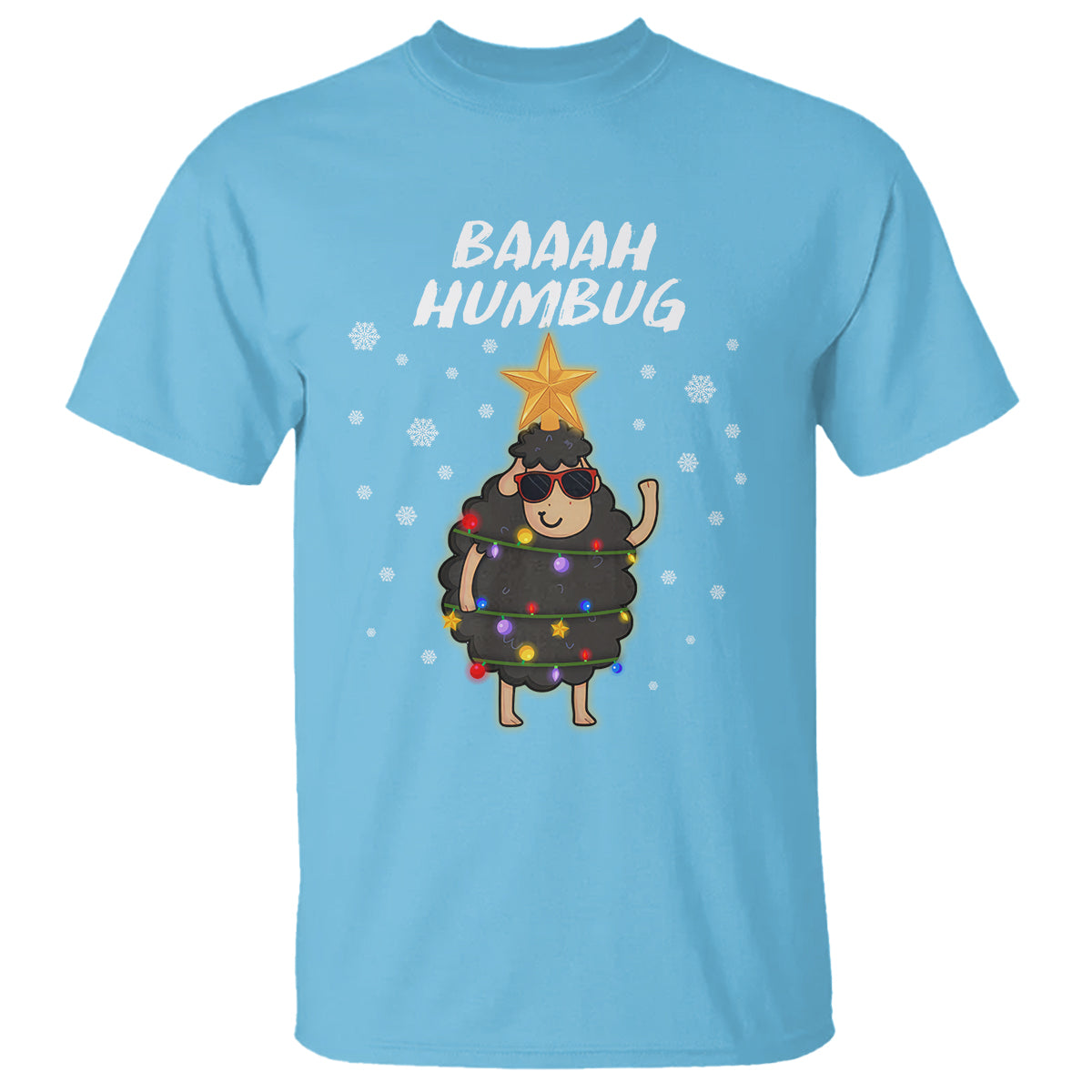 Baaah Humbug Funny Sheep Anti Christmas Lights T Shirt - Wonder Print Shop