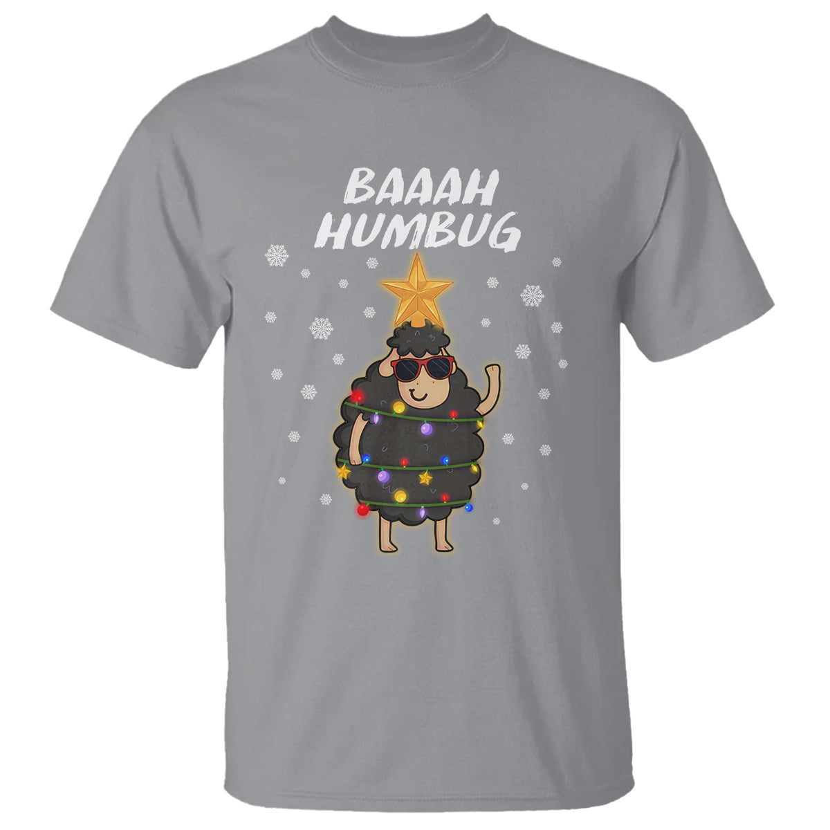 Baaah Humbug Funny Sheep Anti Christmas Lights T Shirt - Wonder Print Shop