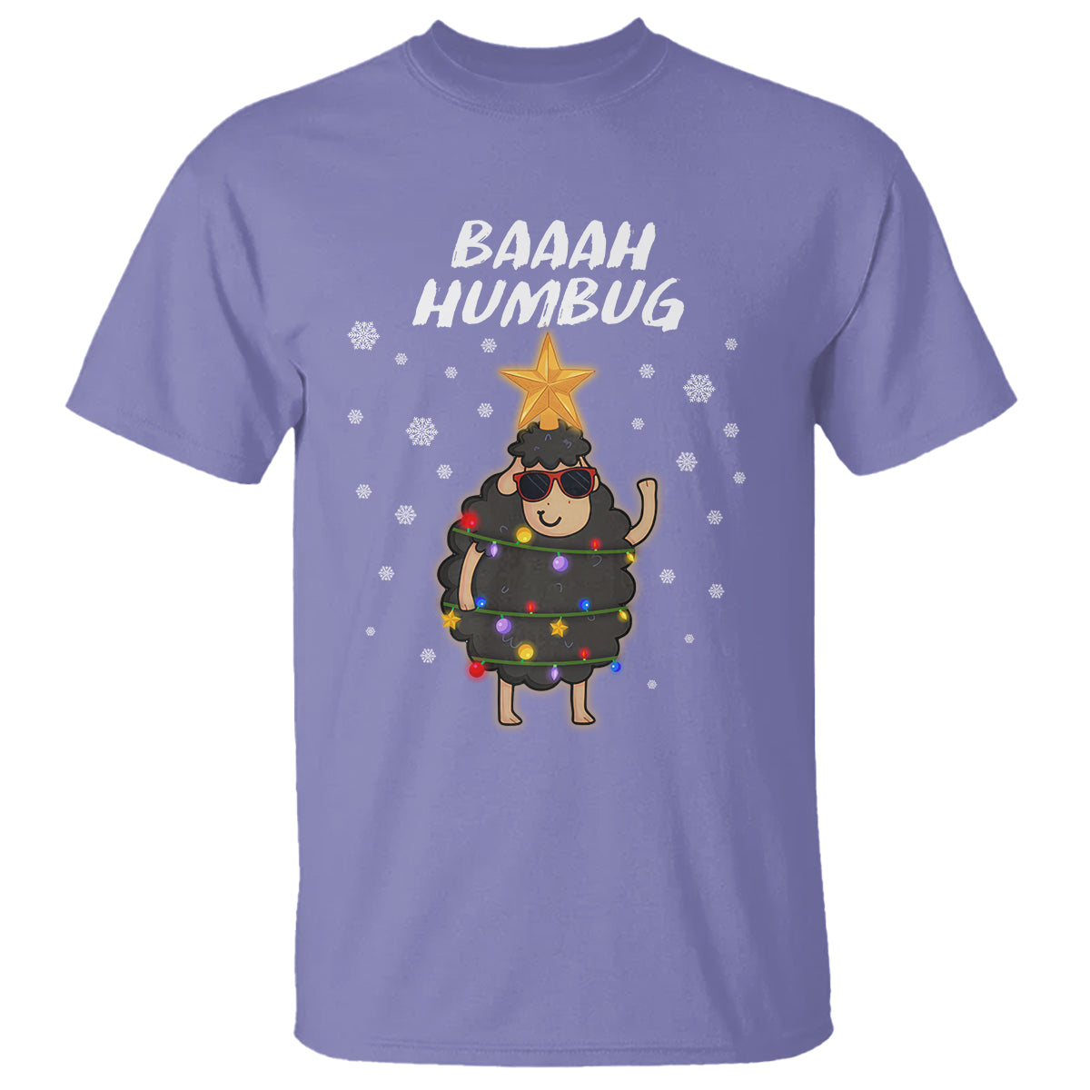 Baaah Humbug Funny Sheep Anti Christmas Lights T Shirt - Wonder Print Shop