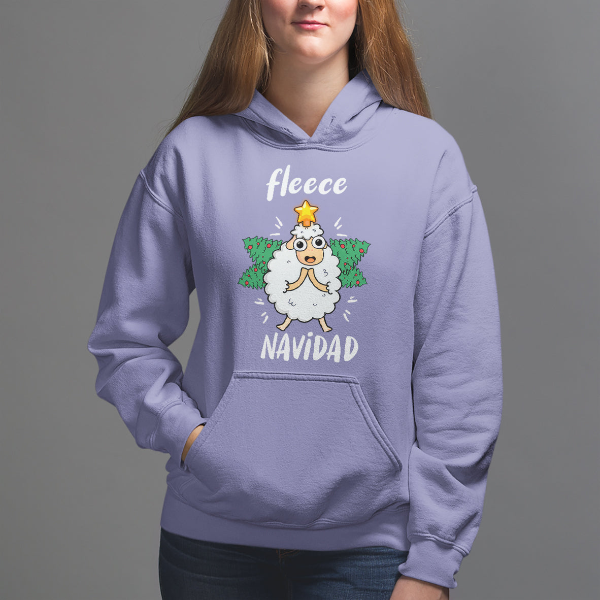 Fleece Navidad Cute Sheep Christmas Lights Hoodie - Wonder Print Shop
