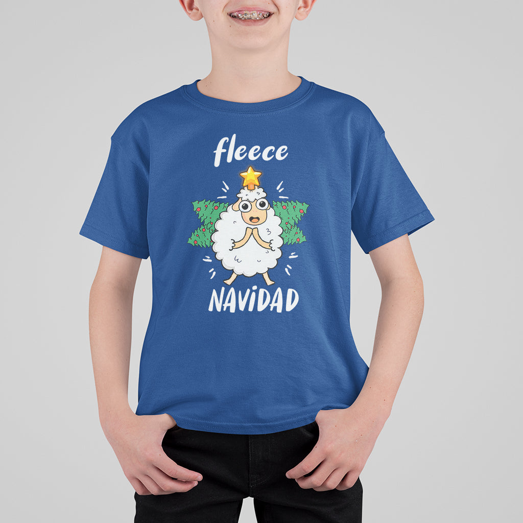 Fleece Navidad Cute Sheep Christmas Lights T Shirt For Kid - Wonder Print Shop