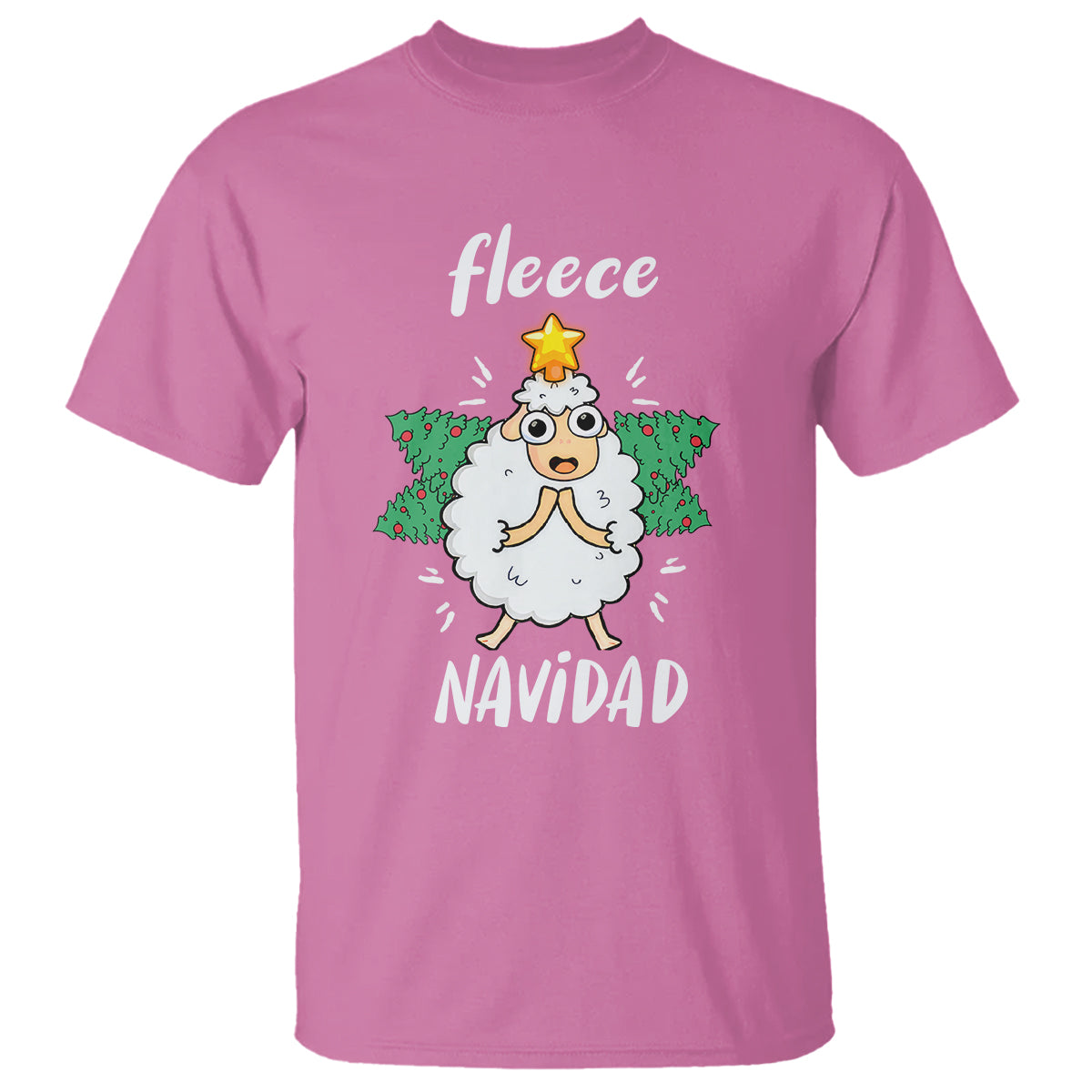 Fleece Navidad Cute Sheep Christmas Lights T Shirt - Wonder Print Shop
