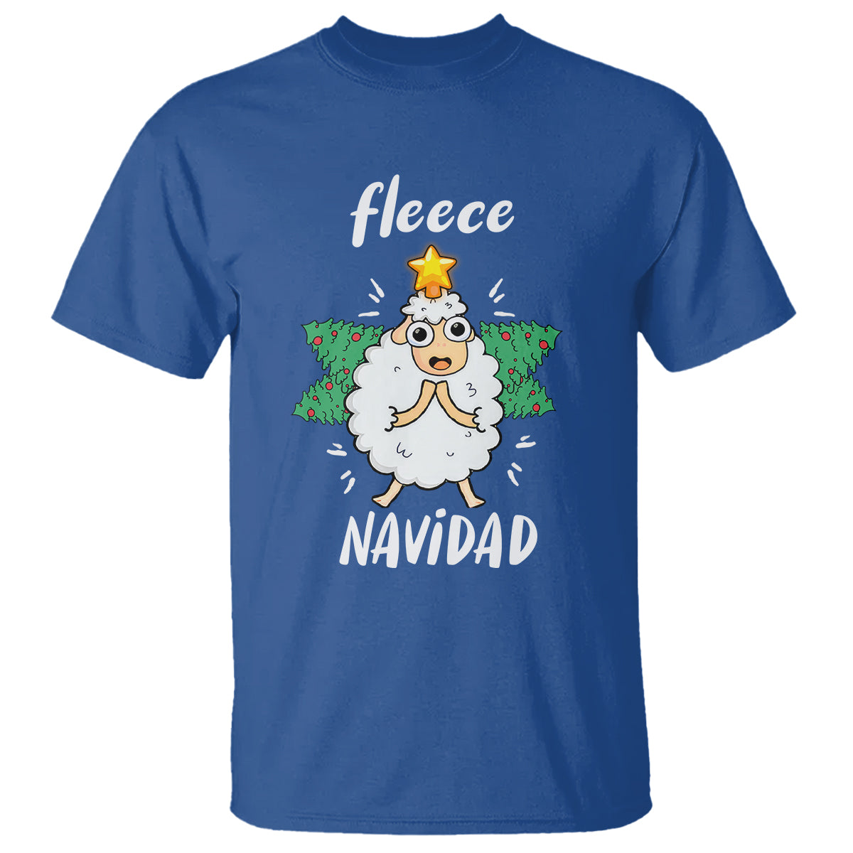 Fleece Navidad Cute Sheep Christmas Lights T Shirt - Wonder Print Shop