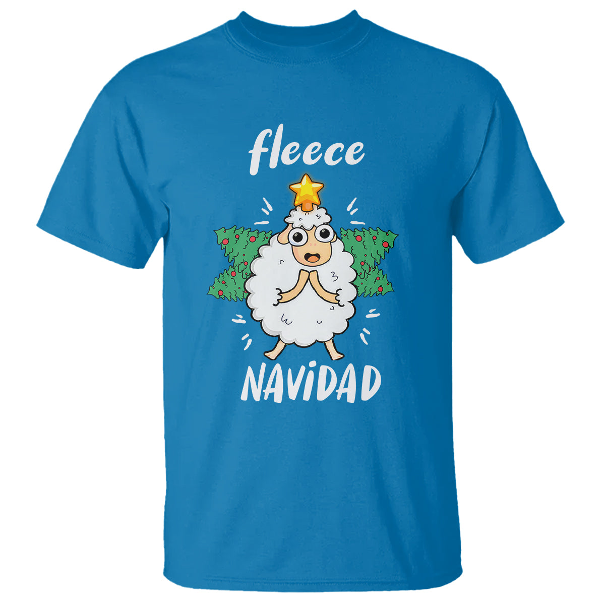 Fleece Navidad Cute Sheep Christmas Lights T Shirt - Wonder Print Shop