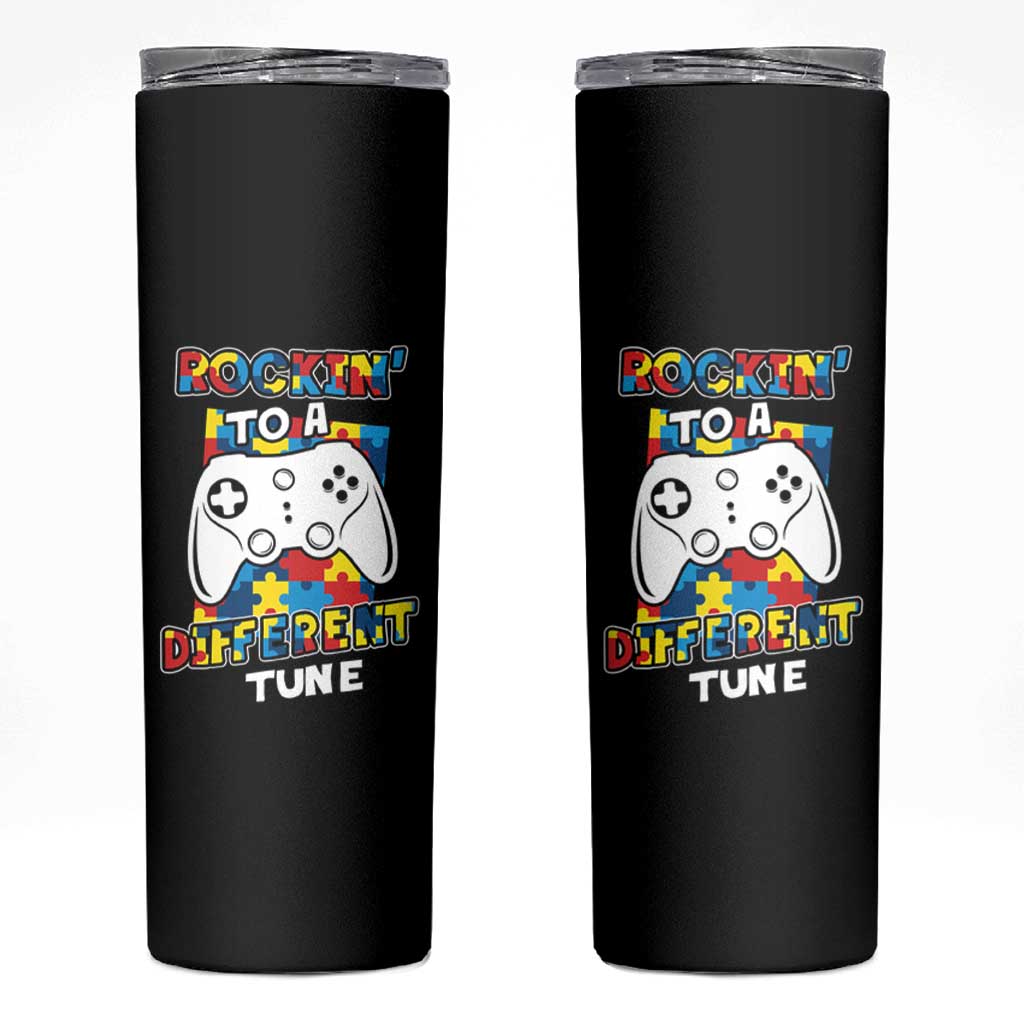 Autism Awareness Skinny Tumbler Rocking To A Different Tune Autistic Gamer