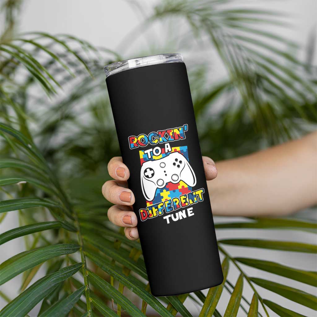 Autism Awareness Skinny Tumbler Rocking To A Different Tune Autistic Gamer