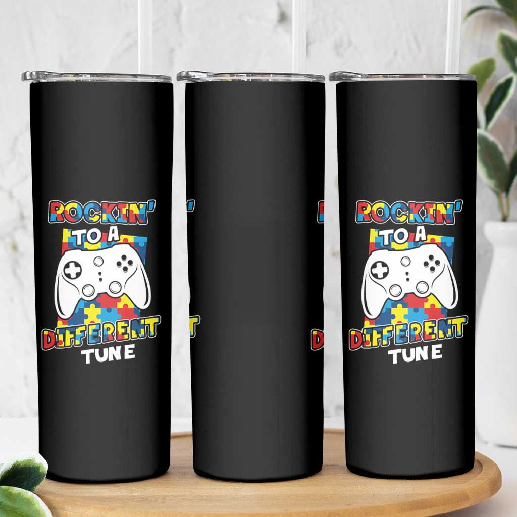 Autism Awareness Skinny Tumbler Rocking To A Different Tune Autistic Gamer