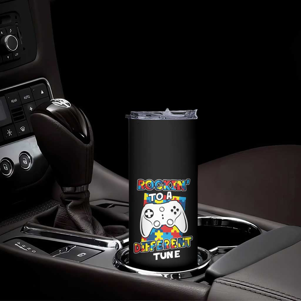 Autism Awareness Skinny Tumbler Rocking To A Different Tune Autistic Gamer