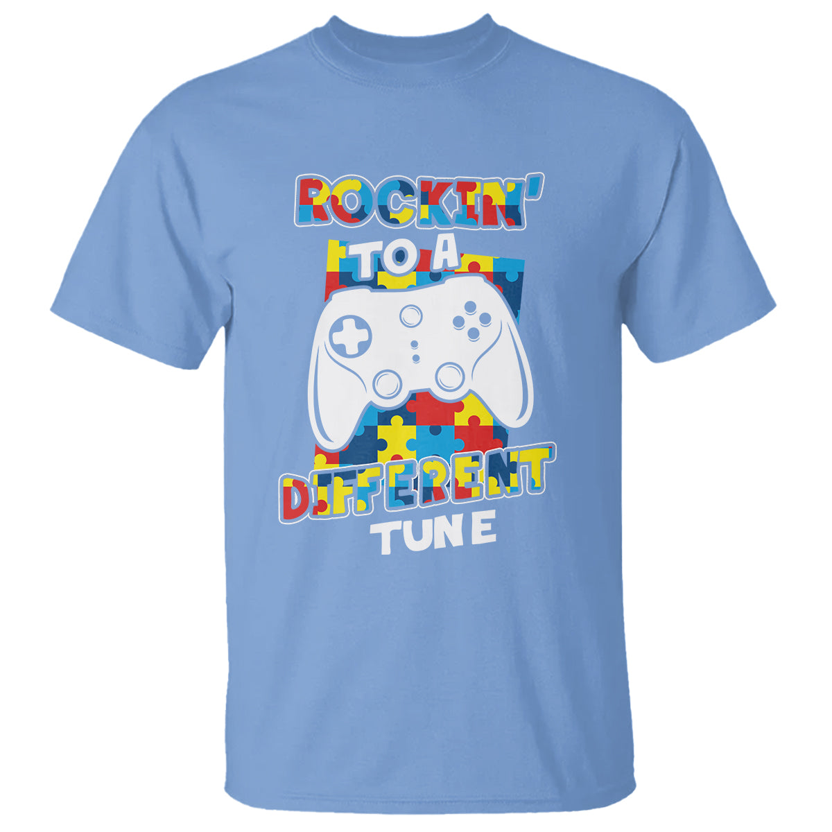 Autism Awareness T Shirt Rocking To A Different Tune Autistic Gamer - Wonder Print Shop