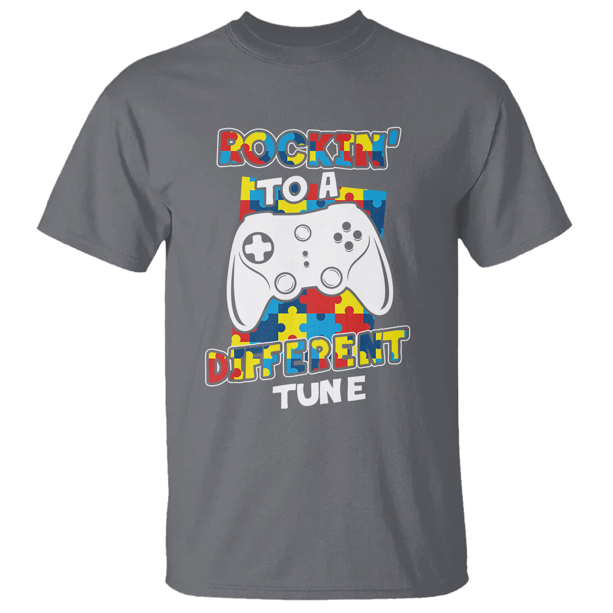 Autism Awareness T Shirt Rocking To A Different Tune Autistic Gamer - Wonder Print Shop