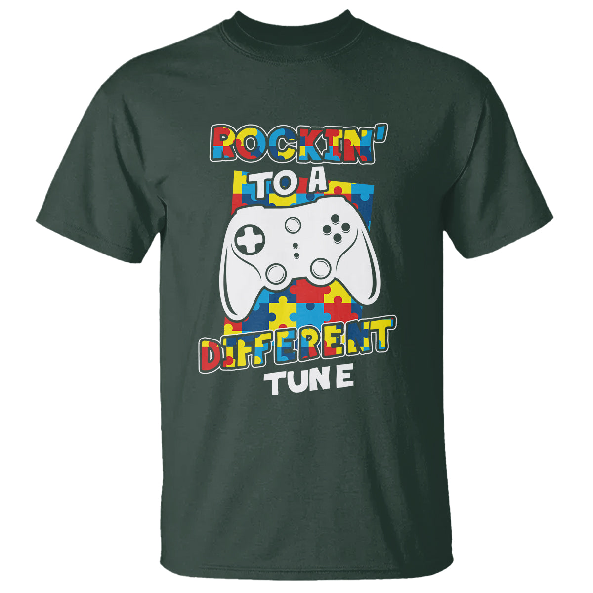 Autism Awareness T Shirt Rocking To A Different Tune Autistic Gamer - Wonder Print Shop