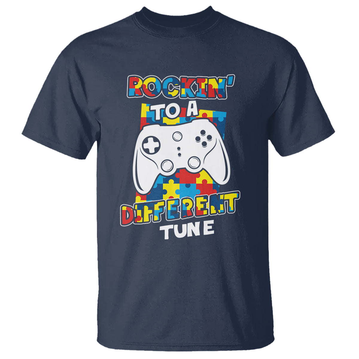 Autism Awareness T Shirt Rocking To A Different Tune Autistic Gamer - Wonder Print Shop