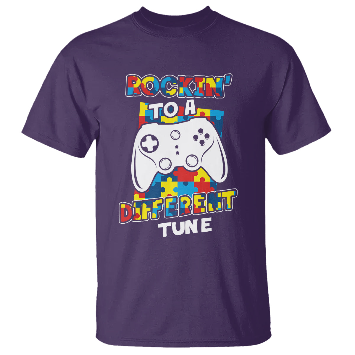 Autism Awareness T Shirt Rocking To A Different Tune Autistic Gamer - Wonder Print Shop