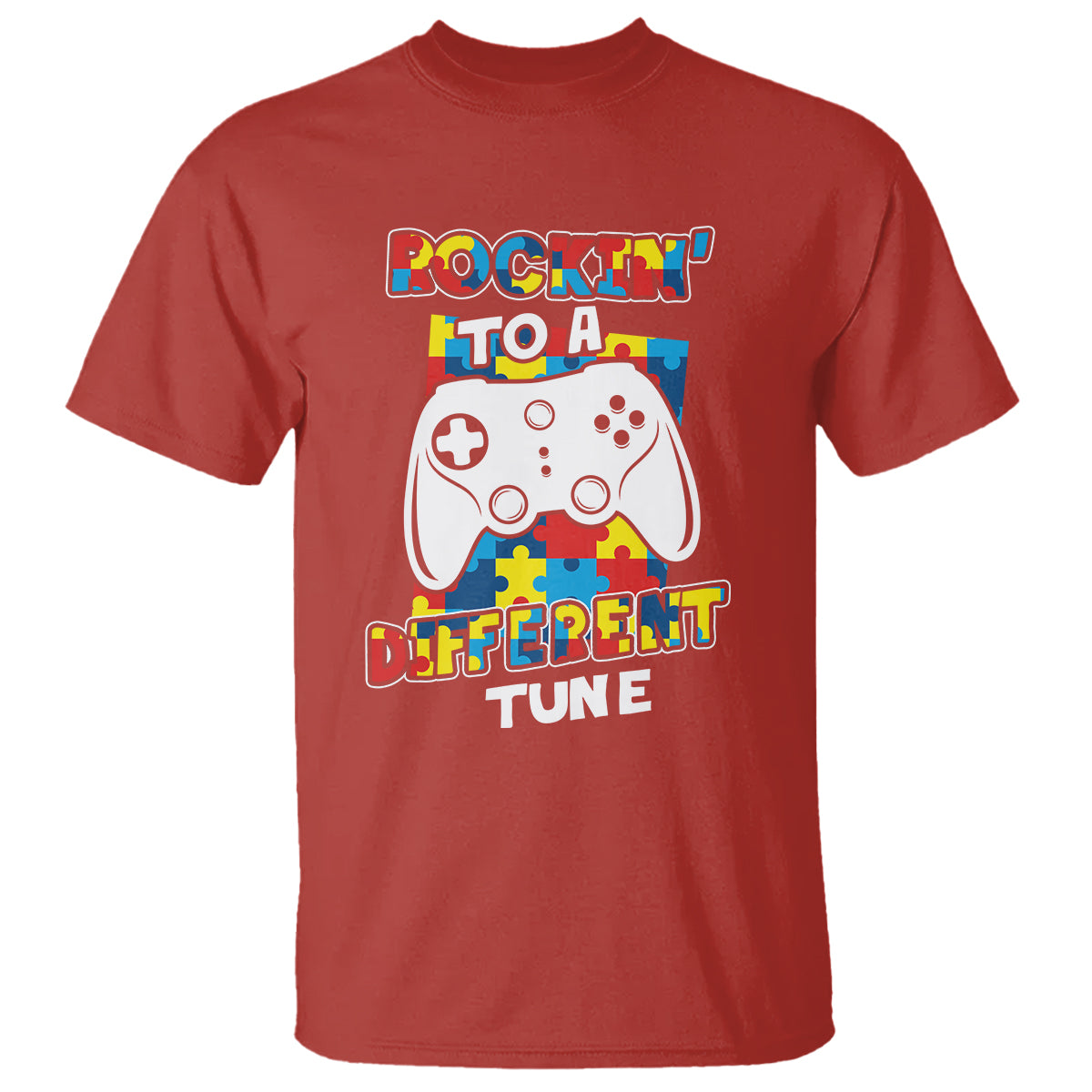 Autism Awareness T Shirt Rocking To A Different Tune Autistic Gamer - Wonder Print Shop