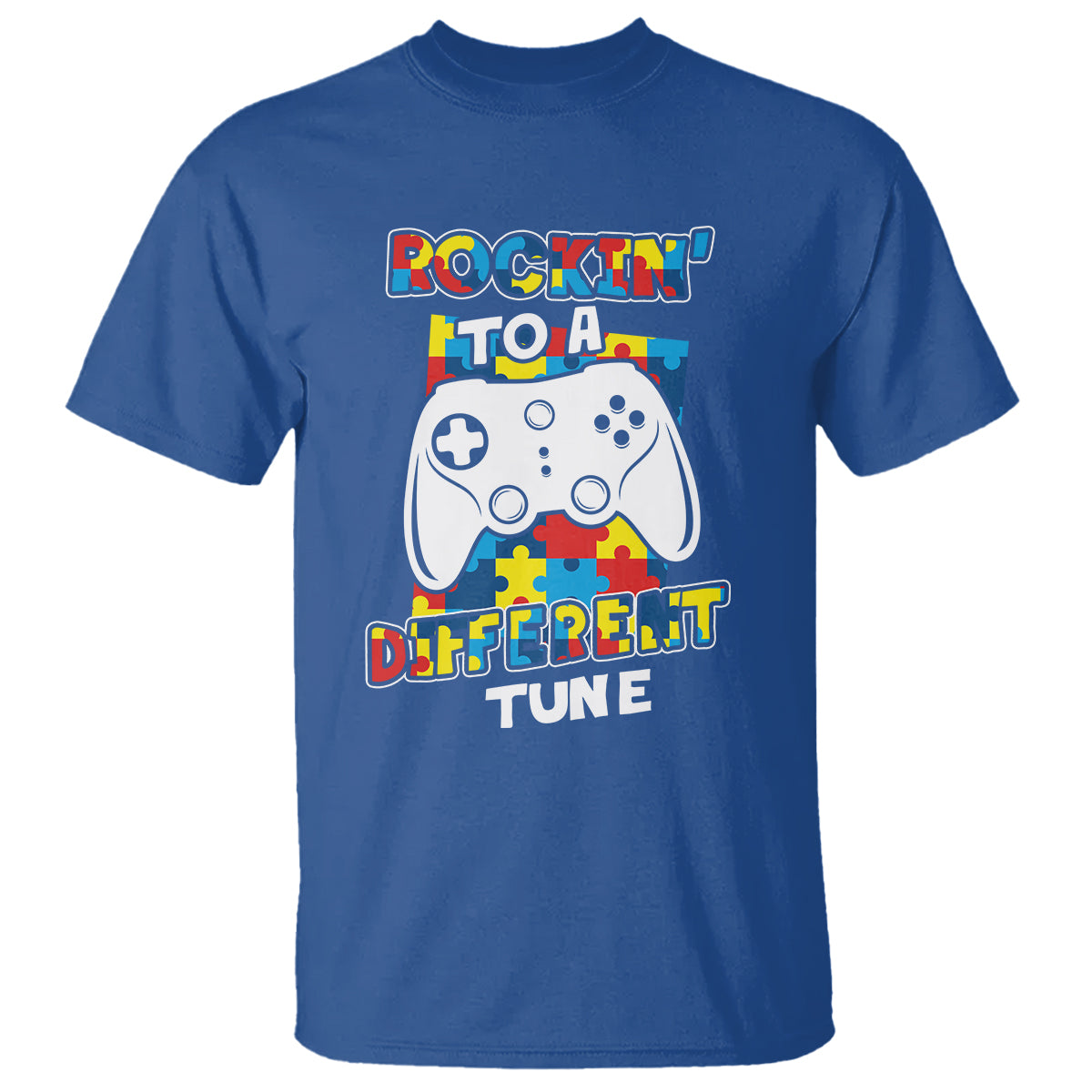Autism Awareness T Shirt Rocking To A Different Tune Autistic Gamer - Wonder Print Shop