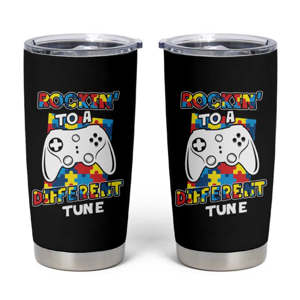 Autism Awareness Tumbler Cup Rocking To A Different Tune Autistic Gamer