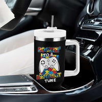 Autism Awareness Tumbler With Handle Rocking To A Different Tune Autistic Gamer