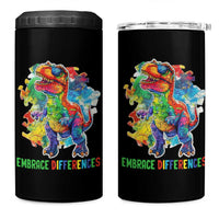 Autism Awareness 4 in 1 Can Cooler Tumbler Embrace Differences Puzzle Dinosaur