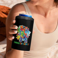 Autism Awareness 4 in 1 Can Cooler Tumbler Embrace Differences Puzzle Dinosaur