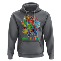 Autism Awareness Hoodie Embrace Differences Puzzle Dinosaur - Wonder Print Shop
