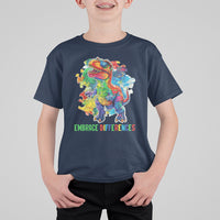 Autism Awareness T Shirt For Kid Embrace Differences Puzzle Dinosaur - Wonder Print Shop
