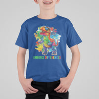 Autism Awareness T Shirt For Kid Embrace Differences Puzzle Dinosaur - Wonder Print Shop