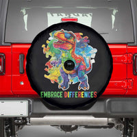 Autism Awareness Spare Tire Cover Embrace Differences Puzzle Dinosaur