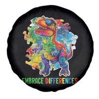 Autism Awareness Spare Tire Cover Embrace Differences Puzzle Dinosaur