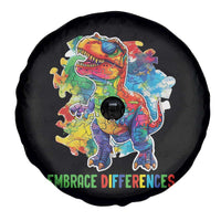 Autism Awareness Spare Tire Cover Embrace Differences Puzzle Dinosaur
