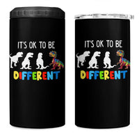 Autism Awareness 4 in 1 Can Cooler Tumbler It's Ok To Be Different Puzzle Dinosaur