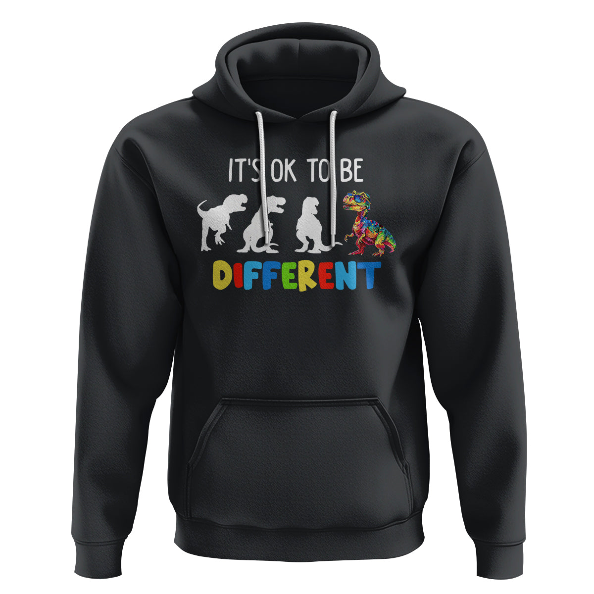 Autism Awareness Hoodie It's Ok To Be Different Puzzle Dinosaur - Wonder Print Shop