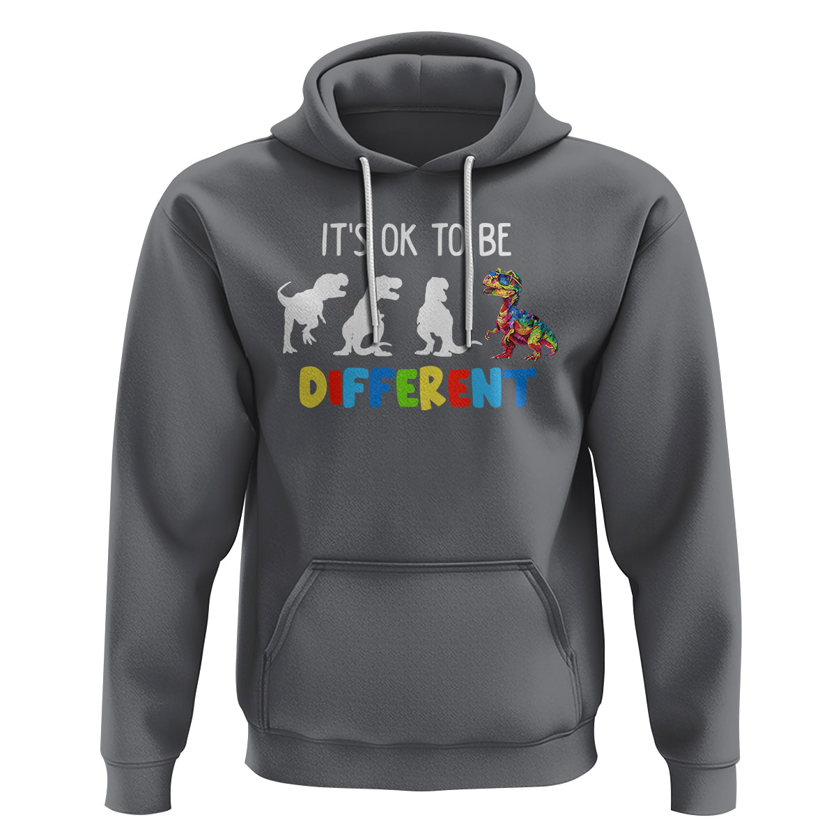 Autism Awareness Hoodie It's Ok To Be Different Puzzle Dinosaur - Wonder Print Shop