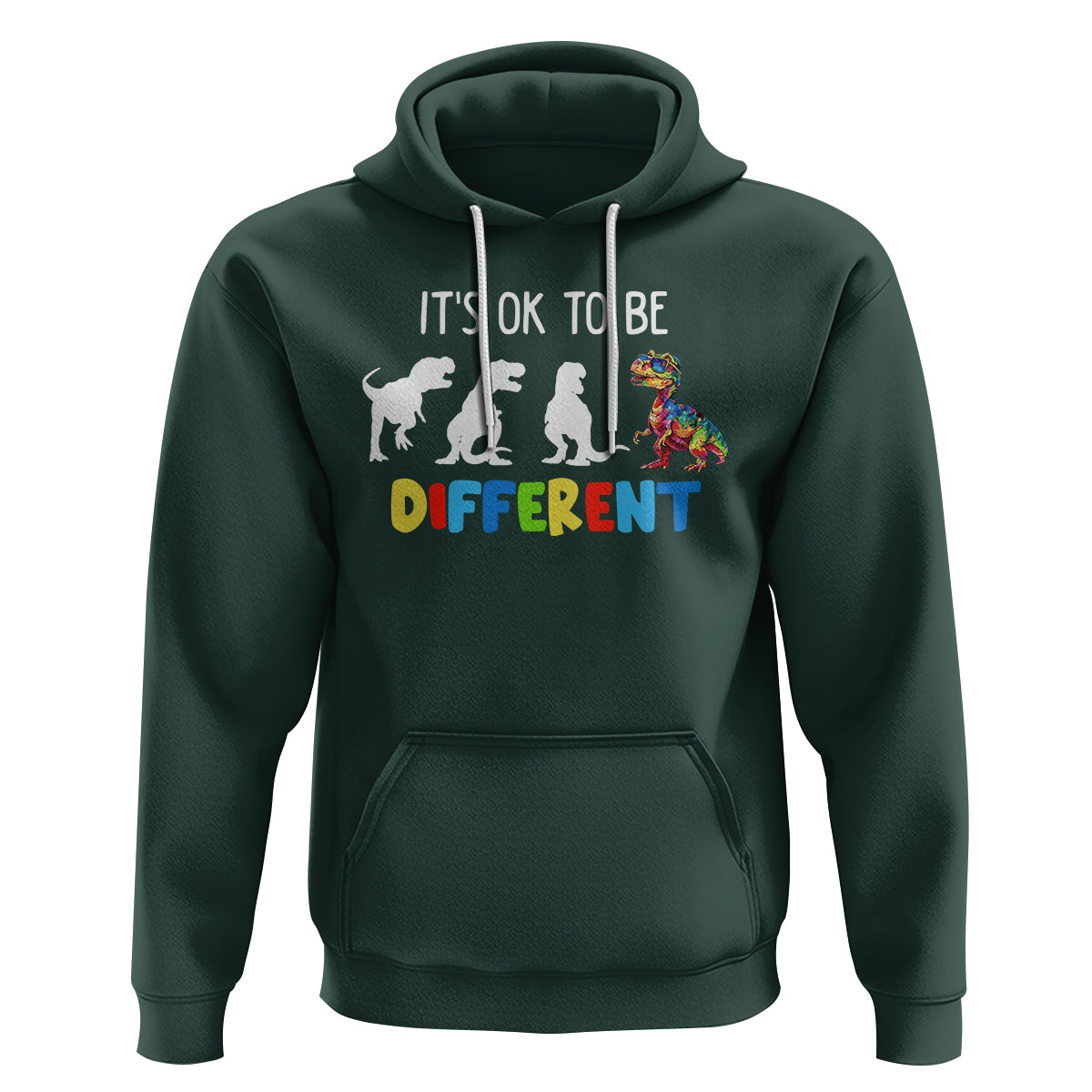 Autism Awareness Hoodie It's Ok To Be Different Puzzle Dinosaur - Wonder Print Shop