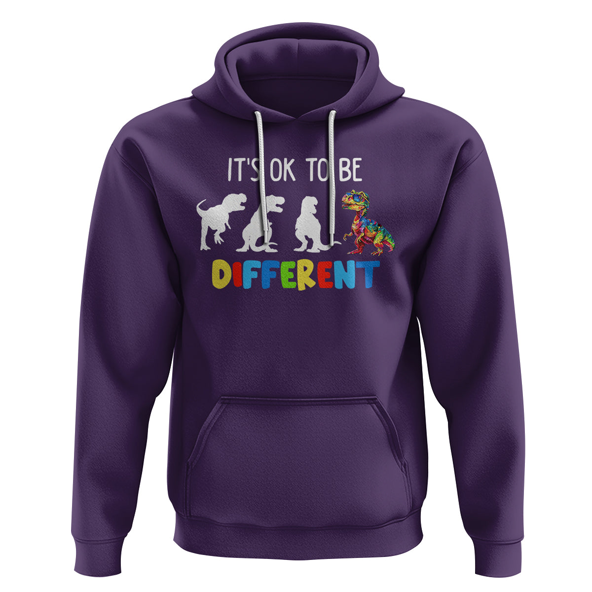 Autism Awareness Hoodie It's Ok To Be Different Puzzle Dinosaur - Wonder Print Shop