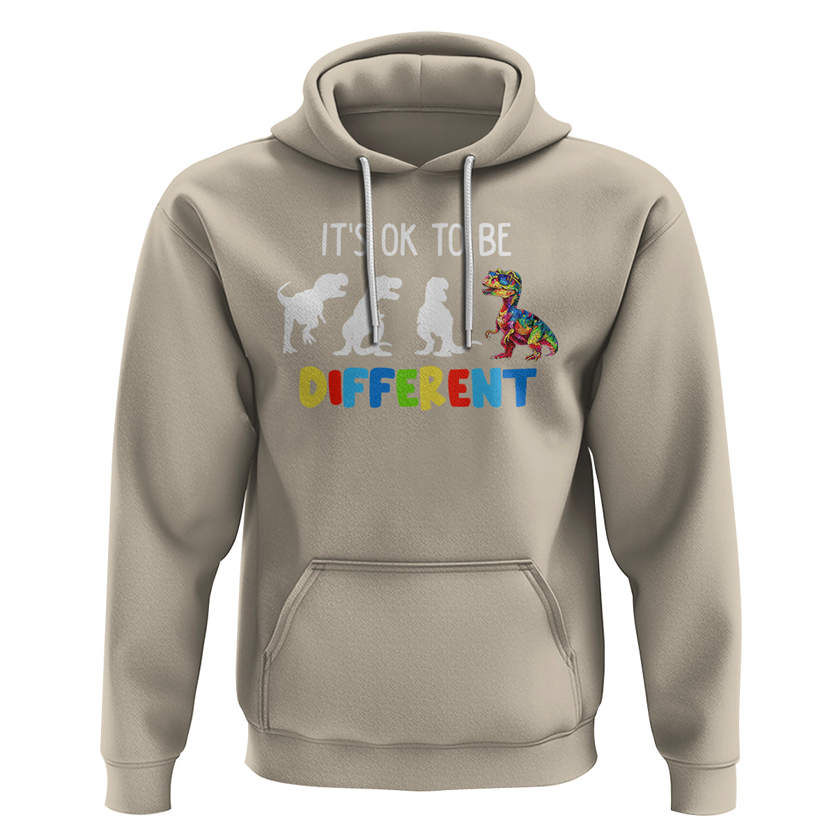 Autism Awareness Hoodie It's Ok To Be Different Puzzle Dinosaur - Wonder Print Shop