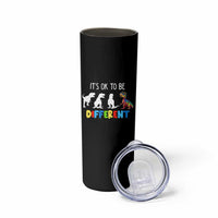 Autism Awareness Skinny Tumbler It's Ok To Be Different Puzzle Dinosaur